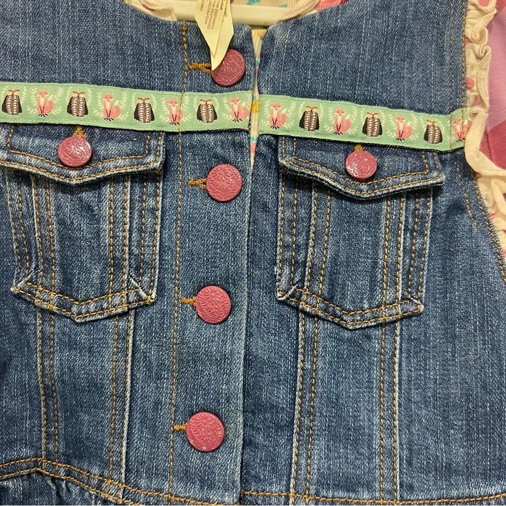 Matilda Jane Labyrinth Convertible Jean Jacket Hooded Vest Size 6 - Picture 2 of 5